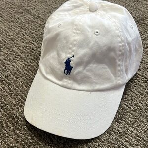 Ralph Lauren Infant White Cap with Navy Logo